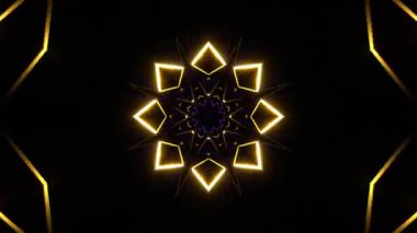 Psikedelik Kaleydoskop Patlaması simetrik kaleydoskop şekilleri patlıyor ve canlı renklerle beatendly döngülerde şekil değiştiriyor