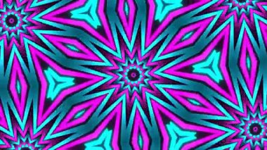 Psikedelik Kaleydoskop Patlaması simetrik kaleydoskop şekilleri patlıyor ve canlı renklerle beatendly döngülerde şekil değiştiriyor