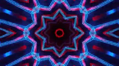 Psikedelik Kaleydoskop Patlaması simetrik kaleydoskop şekilleri patlıyor ve canlı renklerle beatendly döngülerde şekil değiştiriyor