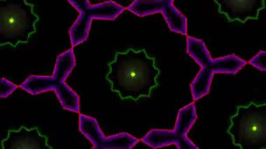 Psikedelik Kaleydoskop Patlaması simetrik kaleydoskop şekilleri patlıyor ve canlı renklerle beatendly döngülerde şekil değiştiriyor