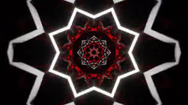 Psikedelik Kaleydoskop Patlaması simetrik kaleydoskop şekilleri patlıyor ve canlı renklerle beatendly döngülerde şekil değiştiriyor