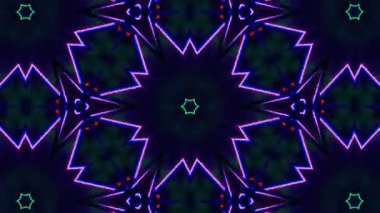 Psikedelik Kaleydoskop Patlaması simetrik kaleydoskop şekilleri patlıyor ve canlı renklerle beatendly döngülerde şekil değiştiriyor