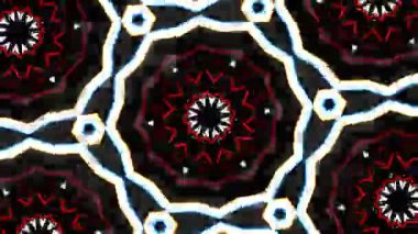 Psikedelik Kaleydoskop Patlaması simetrik kaleydoskop şekilleri patlıyor ve canlı renklerle beatendly döngülerde şekil değiştiriyor