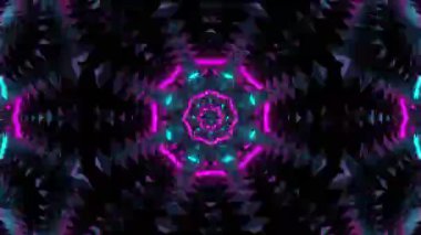 Psikedelik Kaleydoskop Patlaması simetrik kaleydoskop şekilleri patlıyor ve canlı renklerle beatendly döngülerde şekil değiştiriyor