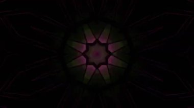 Psikedelik Kaleydoskop Patlaması simetrik kaleydoskop şekilleri patlıyor ve canlı renklerle beatendly döngülerde şekil değiştiriyor