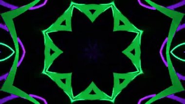 Psikedelik Kaleydoskop Patlaması simetrik kaleydoskop şekilleri patlıyor ve canlı renklerle beatendly döngülerde şekil değiştiriyor