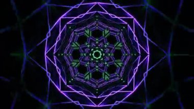 Psikedelik Kaleydoskop Patlaması simetrik kaleydoskop şekilleri patlıyor ve canlı renklerle beatendly döngülerde şekil değiştiriyor