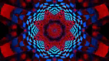 Psikedelik Kaleydoskop Patlaması simetrik kaleydoskop şekilleri patlıyor ve canlı renklerle beatendly döngülerde şekil değiştiriyor
