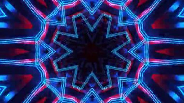 Psikedelik Kaleydoskop Patlaması simetrik kaleydoskop şekilleri patlıyor ve canlı renklerle beatendly döngülerde şekil değiştiriyor