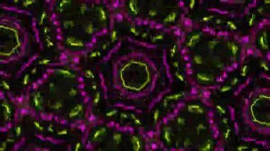 Psikedelik Kaleydoskop Patlaması simetrik kaleydoskop şekilleri patlıyor ve canlı renklerle beatendly döngülerde şekil değiştiriyor