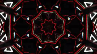 Psikedelik Kaleydoskop Patlaması simetrik kaleydoskop şekilleri patlıyor ve canlı renklerle beatendly döngülerde şekil değiştiriyor