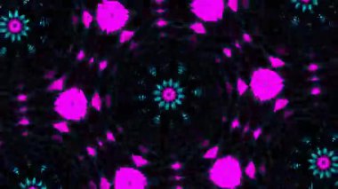 Psikedelik Kaleydoskop Patlaması simetrik kaleydoskop şekilleri patlıyor ve canlı renklerle beatendly döngülerde şekil değiştiriyor