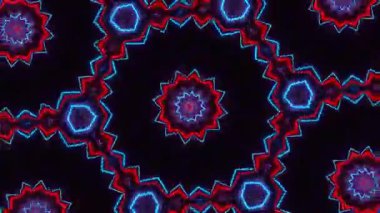 Psikedelik Kaleydoskop Patlaması simetrik kaleydoskop şekilleri patlıyor ve canlı renklerle beatendly döngülerde şekil değiştiriyor
