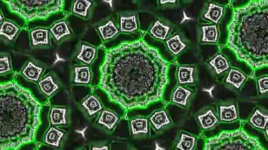 Psikedelik Kaleydoskop Patlaması simetrik kaleydoskop şekilleri patlıyor ve canlı renklerle beatendly döngülerde şekil değiştiriyor