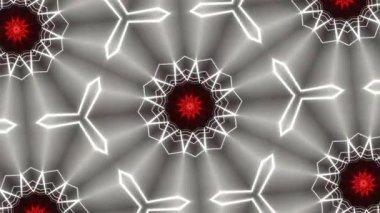 Psikedelik Kaleydoskop Patlaması simetrik kaleydoskop şekilleri patlıyor ve canlı renklerle beatendly döngülerde şekil değiştiriyor