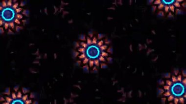 Psikedelik Kaleydoskop Patlaması simetrik kaleydoskop şekilleri patlıyor ve canlı renklerle beatendly döngülerde şekil değiştiriyor