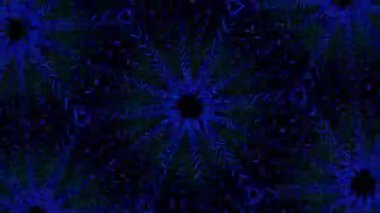 Psikedelik Kaleydoskop Patlaması simetrik kaleydoskop şekilleri patlıyor ve canlı renklerle beatendly döngülerde şekil değiştiriyor