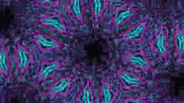 Psikedelik Kaleydoskop Patlaması simetrik kaleydoskop şekilleri patlıyor ve canlı renklerle beatendly döngülerde şekil değiştiriyor