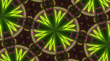 Psikedelik Kaleydoskop Patlaması simetrik kaleydoskop şekilleri patlıyor ve canlı renklerle beatendly döngülerde şekil değiştiriyor