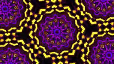 Psikedelik Kaleydoskop Patlaması simetrik kaleydoskop şekilleri patlıyor ve canlı renklerle beatendly döngülerde şekil değiştiriyor