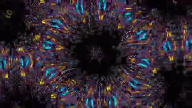 Psikedelik Kaleydoskop Patlaması simetrik kaleydoskop şekilleri patlıyor ve canlı renklerle beatendly döngülerde şekil değiştiriyor