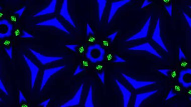 Psikedelik Kaleydoskop Patlaması simetrik kaleydoskop şekilleri patlıyor ve canlı renklerle beatendly döngülerde şekil değiştiriyor