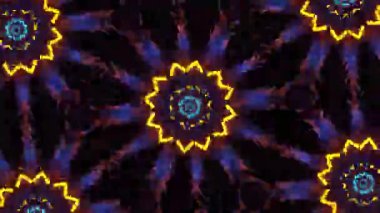 Psikedelik Kaleydoskop Patlaması simetrik kaleydoskop şekilleri patlıyor ve canlı renklerle beatendly döngülerde şekil değiştiriyor