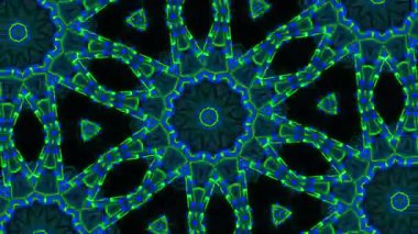 Psikedelik Kaleydoskop Patlaması simetrik kaleydoskop şekilleri patlıyor ve canlı renklerle beatendly döngülerde şekil değiştiriyor