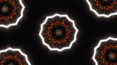 Psikedelik Kaleydoskop Patlaması simetrik kaleydoskop şekilleri patlıyor ve canlı renklerle beatendly döngülerde şekil değiştiriyor