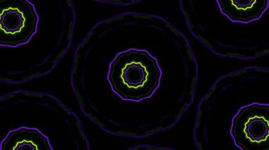 Psikedelik Kaleydoskop Patlaması simetrik kaleydoskop şekilleri patlıyor ve canlı renklerle beatendly döngülerde şekil değiştiriyor