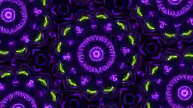 Psikedelik Kaleydoskop Patlaması simetrik kaleydoskop şekilleri patlıyor ve canlı renklerle beatendly döngülerde şekil değiştiriyor