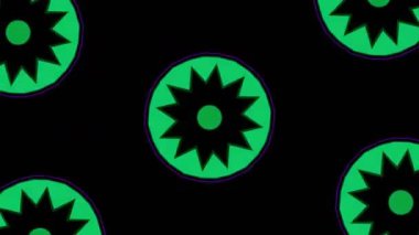 Psikedelik Kaleydoskop Patlaması simetrik kaleydoskop şekilleri patlıyor ve canlı renklerle beatendly döngülerde şekil değiştiriyor