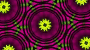 Psikedelik Kaleydoskop Patlaması simetrik kaleydoskop şekilleri patlıyor ve canlı renklerle beatendly döngülerde şekil değiştiriyor