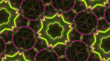 Psikedelik Kaleydoskop Patlaması simetrik kaleydoskop şekilleri patlıyor ve canlı renklerle beatendly döngülerde şekil değiştiriyor