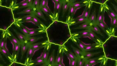 Psikedelik Kaleydoskop Patlaması simetrik kaleydoskop şekilleri patlıyor ve canlı renklerle beatendly döngülerde şekil değiştiriyor