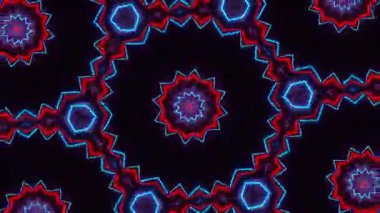Psikedelik Kaleydoskop Patlaması simetrik kaleydoskop şekilleri patlıyor ve canlı renklerle beatendly döngülerde şekil değiştiriyor