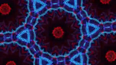 Psikedelik Kaleydoskop Patlaması simetrik kaleydoskop şekilleri patlıyor ve canlı renklerle beatendly döngülerde şekil değiştiriyor