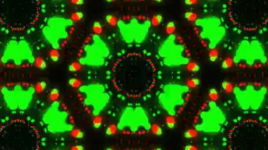 Psikedelik Kaleydoskop Patlaması simetrik kaleydoskop şekilleri patlıyor ve canlı renklerle beatendly döngülerde şekil değiştiriyor