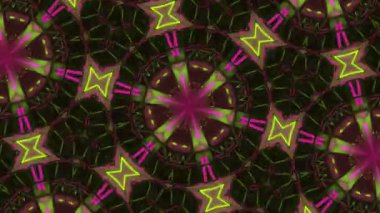 Psikedelik Kaleydoskop Patlaması simetrik kaleydoskop şekilleri patlıyor ve canlı renklerle beatendly döngülerde şekil değiştiriyor