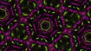 Psikedelik Kaleydoskop Patlaması simetrik kaleydoskop şekilleri patlıyor ve canlı renklerle beatendly döngülerde şekil değiştiriyor