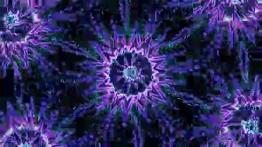 Psikedelik Kaleydoskop Patlaması simetrik kaleydoskop şekilleri patlıyor ve canlı renklerle beatendly döngülerde şekil değiştiriyor