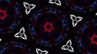 Psikedelik Kaleydoskop Patlaması simetrik kaleydoskop şekilleri patlıyor ve canlı renklerle beatendly döngülerde şekil değiştiriyor