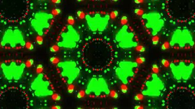 Psikedelik Kaleydoskop Patlaması simetrik kaleydoskop şekilleri patlıyor ve canlı renklerle beatendly döngülerde şekil değiştiriyor