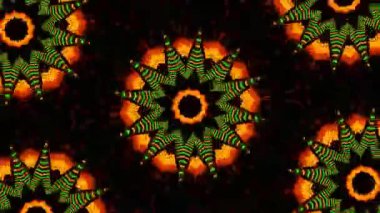Psikedelik Kaleydoskop Patlaması simetrik kaleydoskop şekilleri patlıyor ve canlı renklerle beatendly döngülerde şekil değiştiriyor