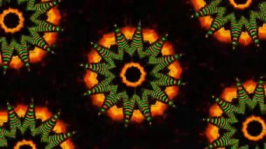 Psikedelik Kaleydoskop Patlaması simetrik kaleydoskop şekilleri patlıyor ve canlı renklerle beatendly döngülerde şekil değiştiriyor