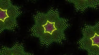 Psikedelik Kaleydoskop Patlaması simetrik kaleydoskop şekilleri patlıyor ve canlı renklerle beatendly döngülerde şekil değiştiriyor