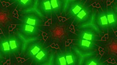 Psikedelik Kaleydoskop Patlaması simetrik kaleydoskop şekilleri patlıyor ve canlı renklerle beatendly döngülerde şekil değiştiriyor