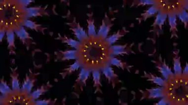 Psikedelik Kaleydoskop Patlaması simetrik kaleydoskop şekilleri patlıyor ve canlı renklerle beatendly döngülerde şekil değiştiriyor