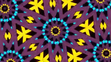 Psikedelik Kaleydoskop Patlaması simetrik kaleydoskop şekilleri patlıyor ve canlı renklerle beatendly döngülerde şekil değiştiriyor