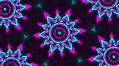 Psikedelik Kaleydoskop Patlaması simetrik kaleydoskop şekilleri patlıyor ve canlı renklerle beatendly döngülerde şekil değiştiriyor